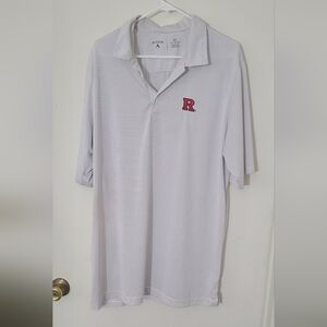 Rutgers University Antigua White Polo with Stripes XLT (See Notes)